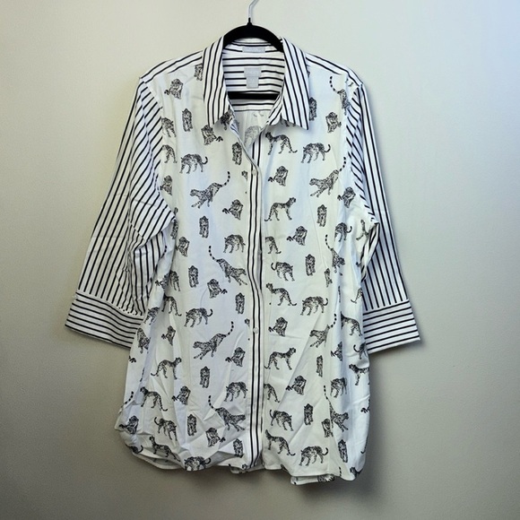 Chico's Tops - Chico’s cheetah print blouse. Size 3.5. No iron. EUC.